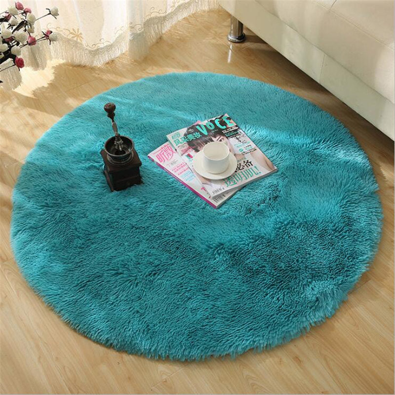 Round Plush Multi-Color Rugs