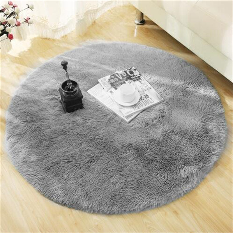 Round Plush Multi-Color Rugs