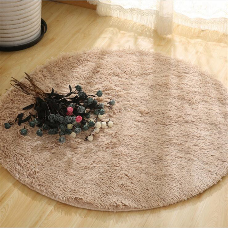 Round Plush Multi-Color Rugs