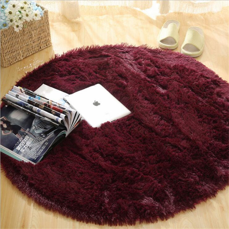 Round Plush Multi-Color Rugs