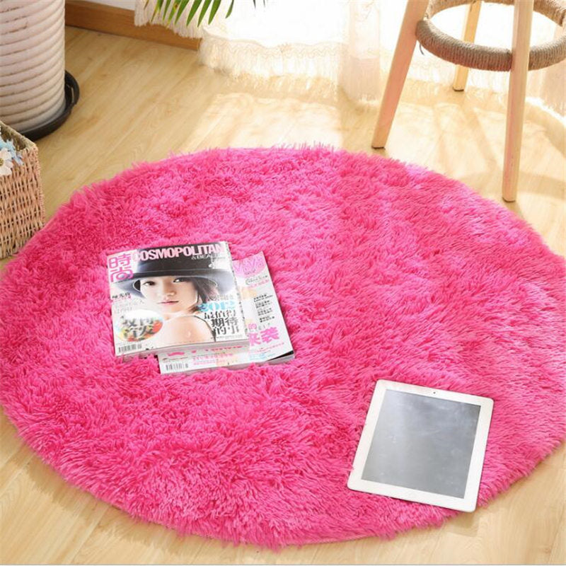 Round Plush Multi-Color Rugs