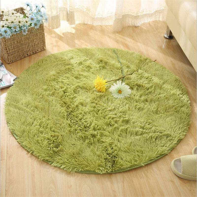 Round Plush Multi-Color Rugs