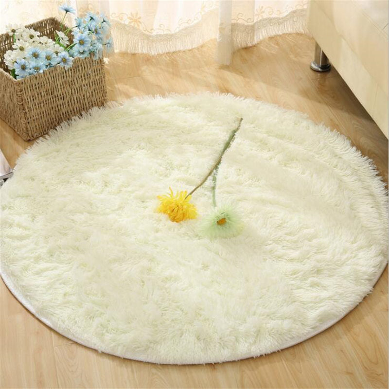 Round Plush Multi-Color Rugs